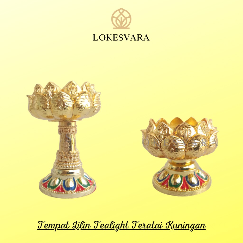 Tempat Lilin (Candle Holder) Tealight Teratai Kuningan