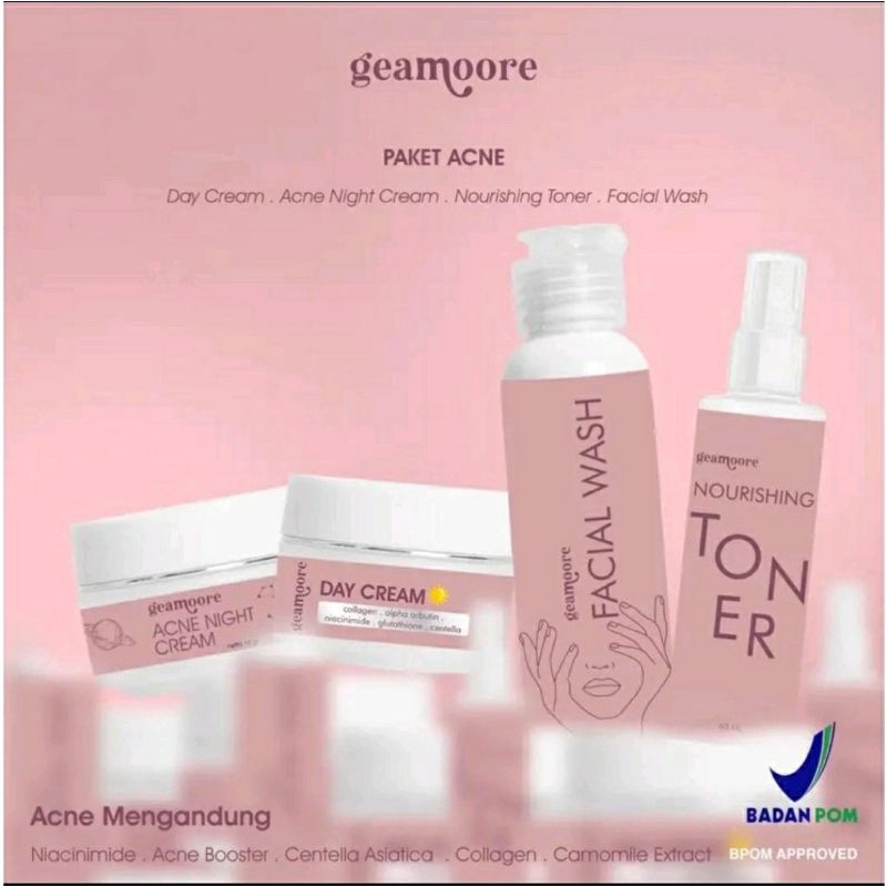 (READY) GEAMOORE SKINCARE / PAKET WAJAH GEAMOORE /DAYCREAM GEAMOORE /FACIALWASH / PAKET ACNE GEAMOORE