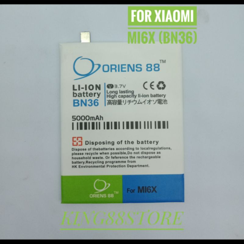 BATTERY BATTERAI BATRE DOUBLE POWER ORIENS88 FOR XIAOMI MI6X BN36