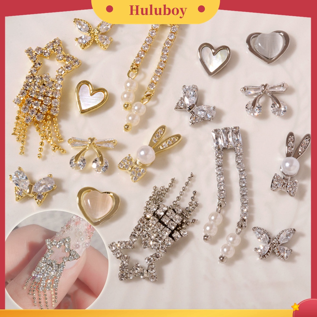 Huluboy Huluboy♡ Ornamen Rantai Rumbai Berlian Imitasi Efek 3D Untuk Dekorasi Manicure