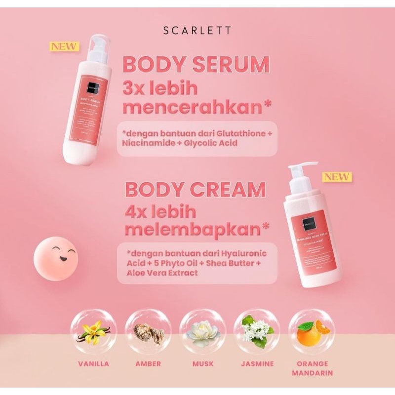 SCARLETT LOVING JOLLY CHARMING HAPPY SERIES LOTION BODY CREAM SERUM SHOWER SCRUB