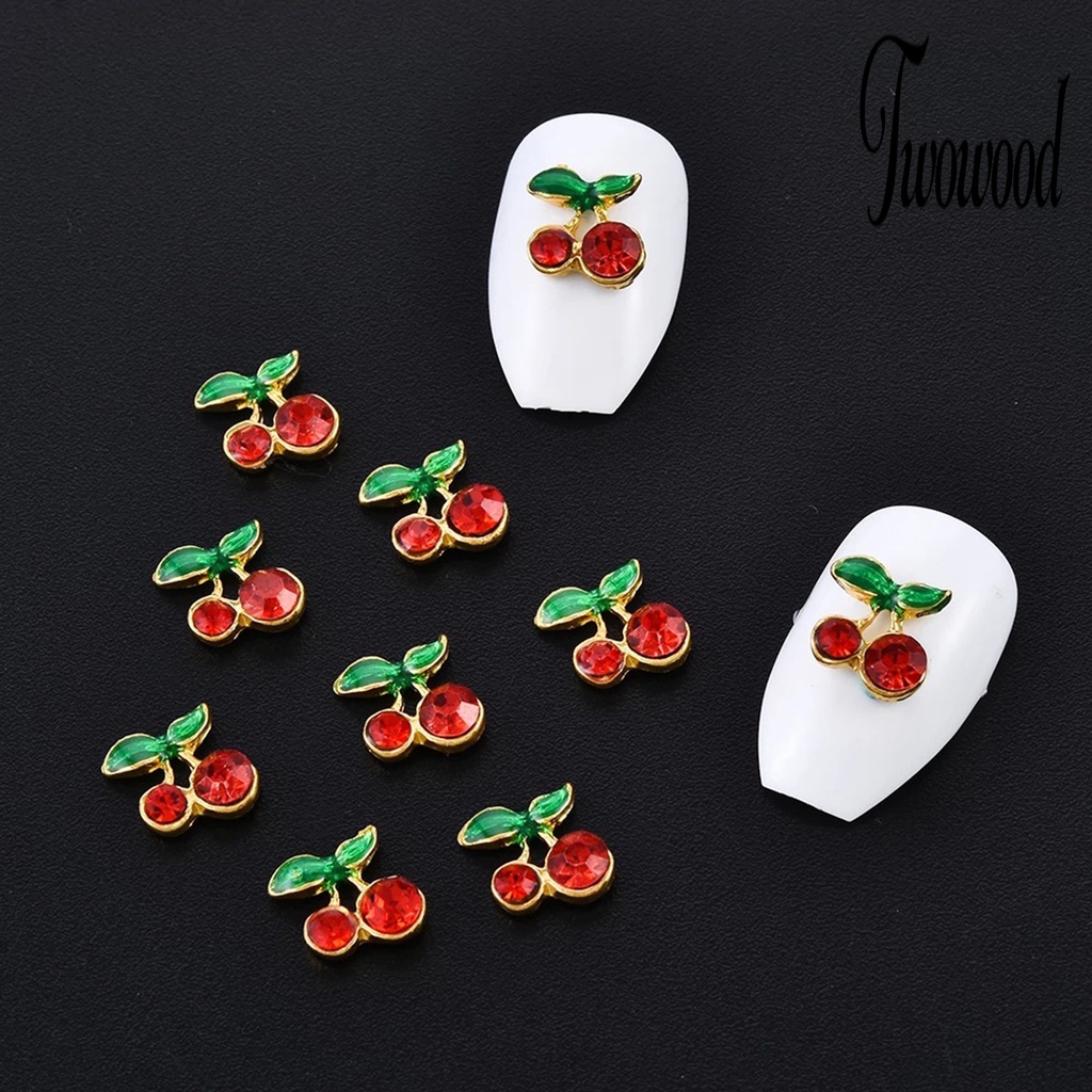 10 Pcs Aksesoris Perhiasan Nail Art 3D Bentuk Cherry Bahan Alloy