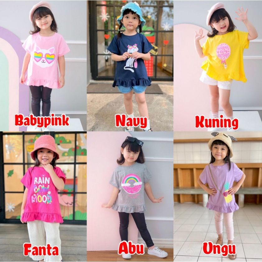 Tunik Anak Smilee Susan Banyak Warna 1 - 5 Tahun Tunik Anak Atasab Ruffle Anak Bayi Lucu CBKS S24