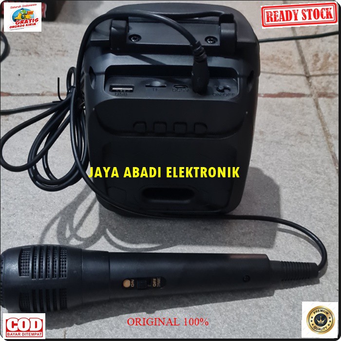 J366 SPEAKER BLUETOOTH MIC KARAOKE WIRELESS BLUETOT SUPER BASS SPK MINI VOCAL VOKAL SOUND SISTEM SYSTEM SUARA SPIKER MP3 USB RADIO AUDIO MUSIC MUSIK DIGITAL AKTIF PORTABLE PENGERAS CAS CASAN BATERAI HIFI MICROPHONE BONUS MIC KARAOKE BISA PAKE BLUETOOT