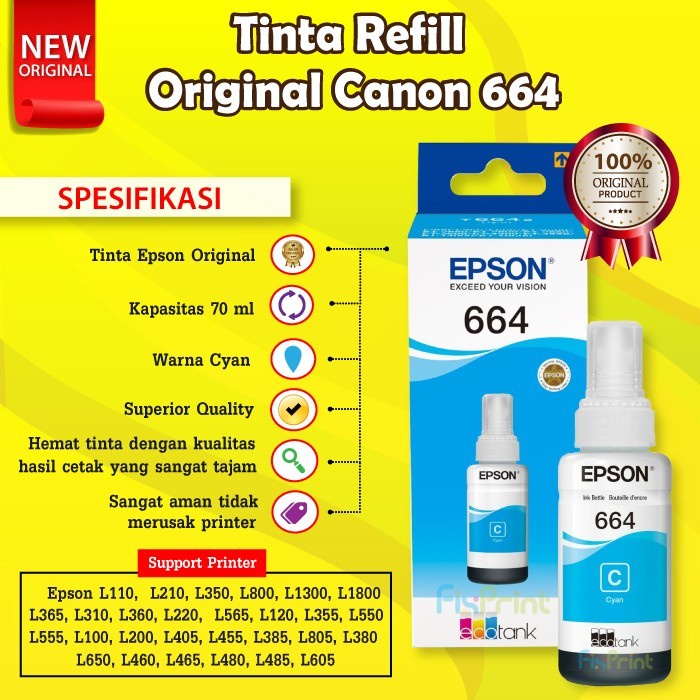 TINTA EPSON 664 ORIGINAL PRINTER L SERIES 70ML