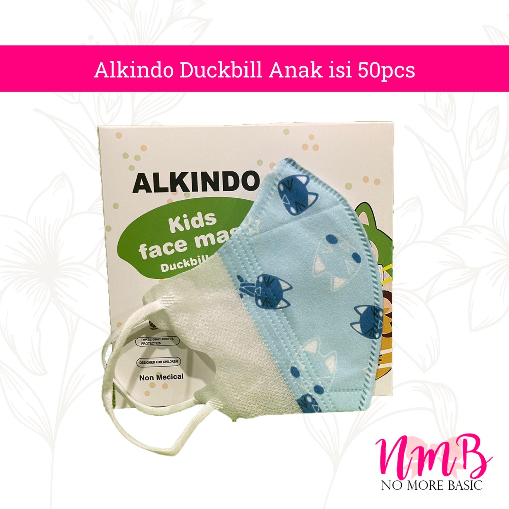 Masker 3 Ply Duckbill Anak Alkindo isi 50Pcs Masker 3ply Anak Duckbill 3D Alkindo Disposable Mask