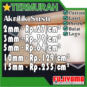 

Akrilik / Acrylic Lembaran Susu Ukuran Custom Sesuai Permintaan Cutting Laser
