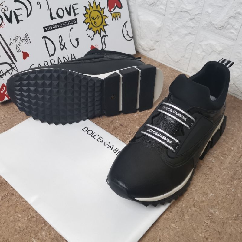 sepatu dolce gabbana sneaker pria D&amp;G mirror super premium hitam kulit asli leather shoes Black cowo