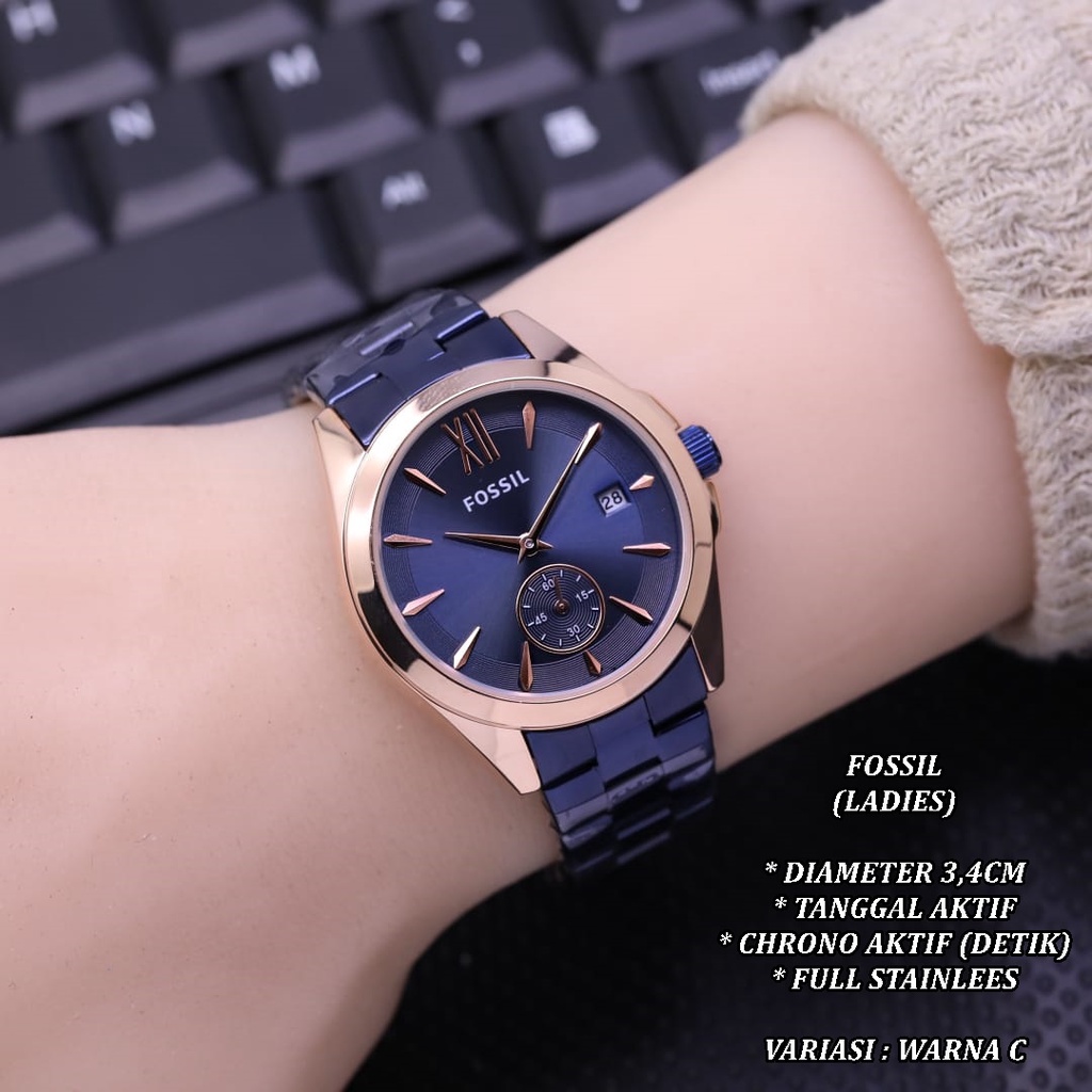 (BISA COD) JAM TANGAN WANITA FASHION RANTAI BODY BULAT TANGGAL &amp; CHRONO ON