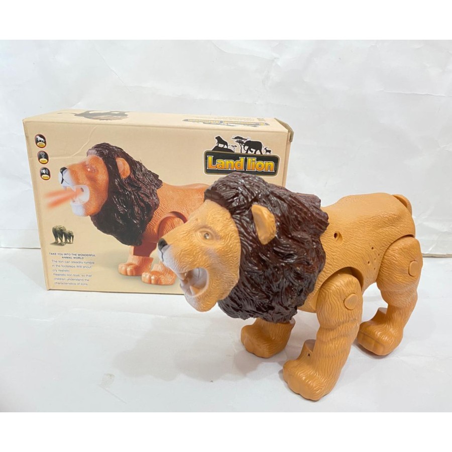 Mainan Anak Robot Singa Baterai Lampu Suara Land Lion 60121