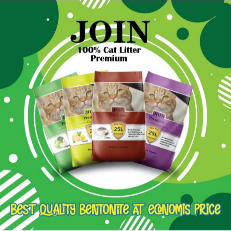 Grab Gojek Only pasir kucing join 25 litter - join premium bentonite cat litter