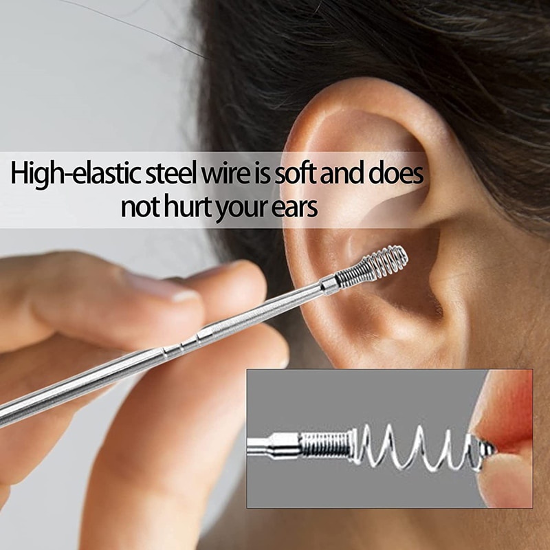 Korek kuping Set 6pcs Stainless Steel Kualitas Bagus plus Dompet bisa jadi gantungan kunci cocok untuk sovenir pernikahan DEDOMON Set Pembersih Telinga Korek Kuping 6 PCS CW36 cureg tahi kuping 6Pcs Ear Cleaner Wax Removal For Cleaning Clean Your Ears