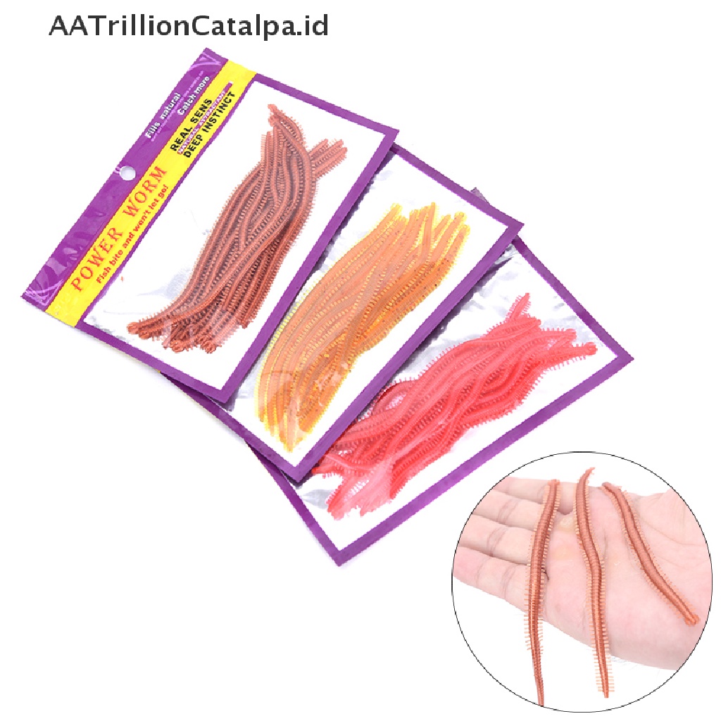 Aatrillioncatalpa 10 Pcs Umpan Pancing Soft Bait Bentuk Cacing Imitasi Ukuran 130mm