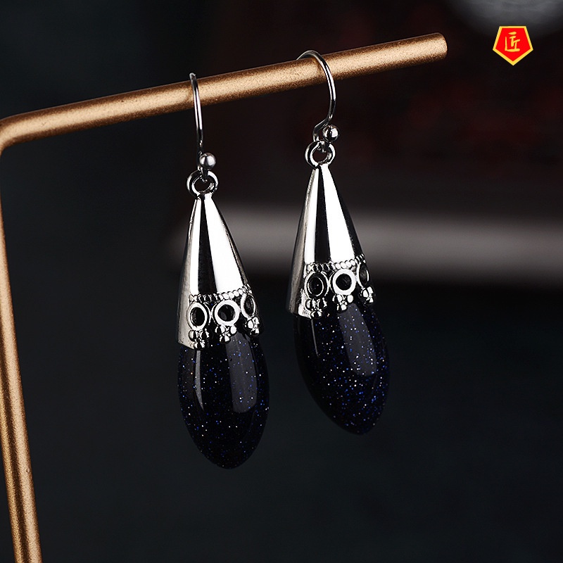 [Ready Stock]Luxury Exaggerated S925 Silver Celestite Earrings