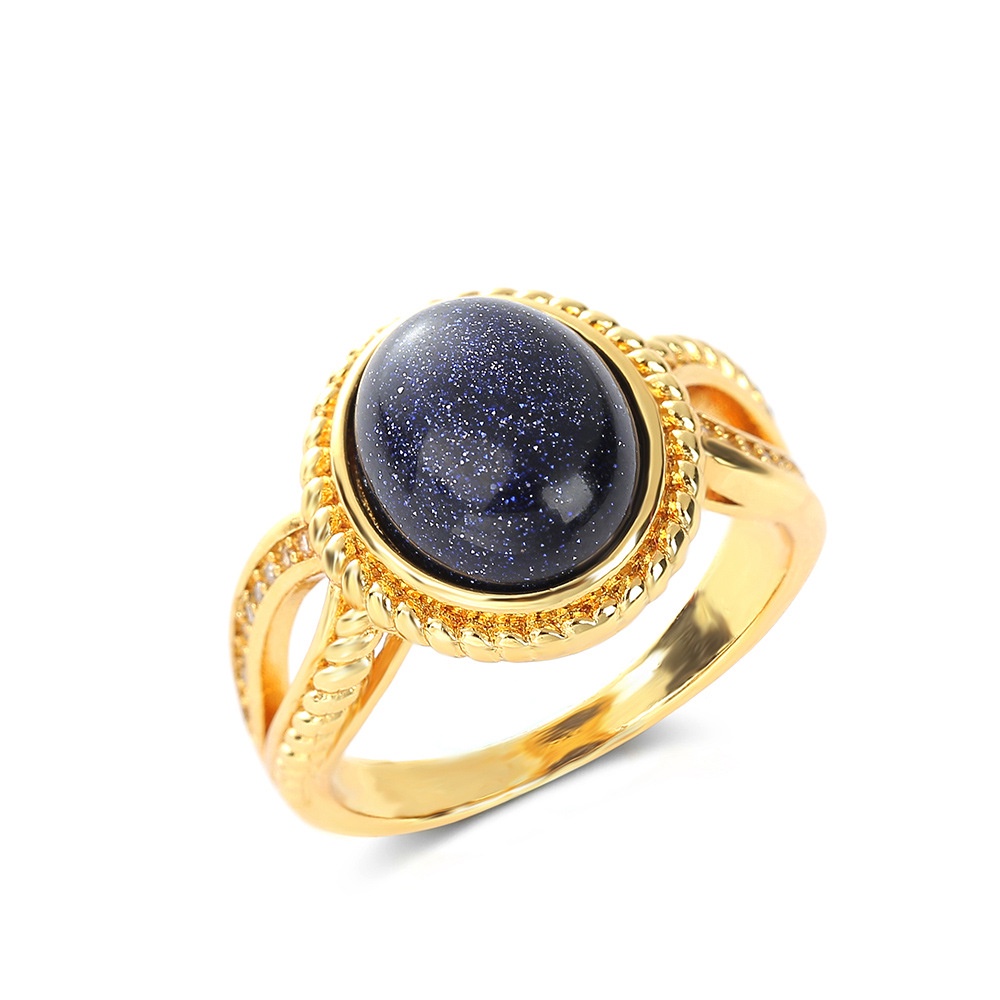 Goldkingdom Perhiasan Fashion Emas Asli Kadar 375 Bangkok Aksesoris Ready Stock Bintang Di Malam Hari Langit Bintang Biru Cincin Batu Berlapis Emas Star Ring