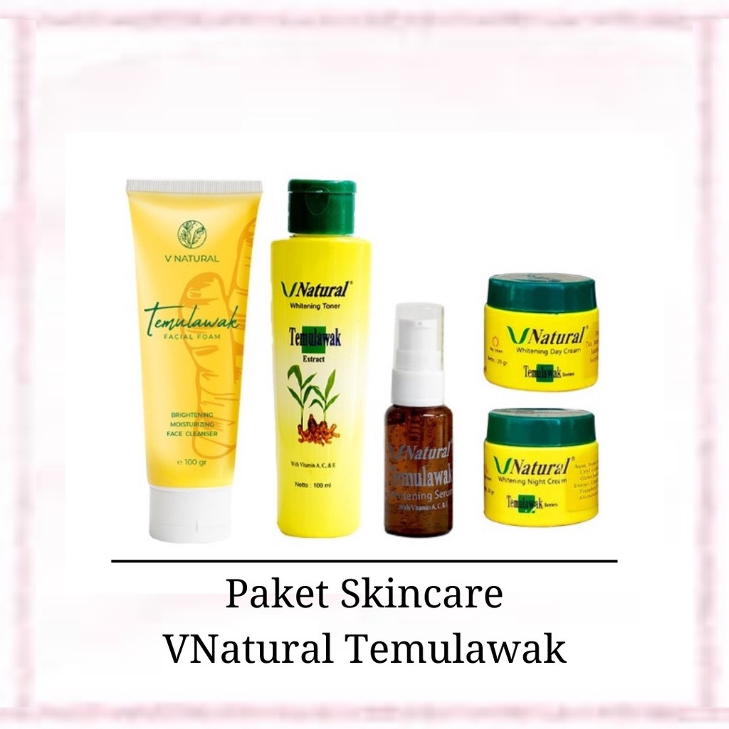 [BPOM HALAL] VNatural / Paket Skincare VNatural Temulawak Facial Foam / Toner / Serum / Day Night Cream (official-100% original)