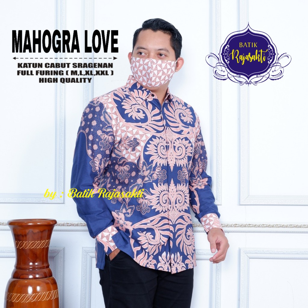 MAHOGRA LOVE Atasan Baju Kemeja Batik Lengan Panjang Premium Ekslusif Seragam RAJASAKTI BATIK Perwira Florist  Wulu Gading Dewa wangsa Prastowo Proboseto kuning Rajaswa Jayanegara Mahesa Joglo ungu Suket Segoro mahkota