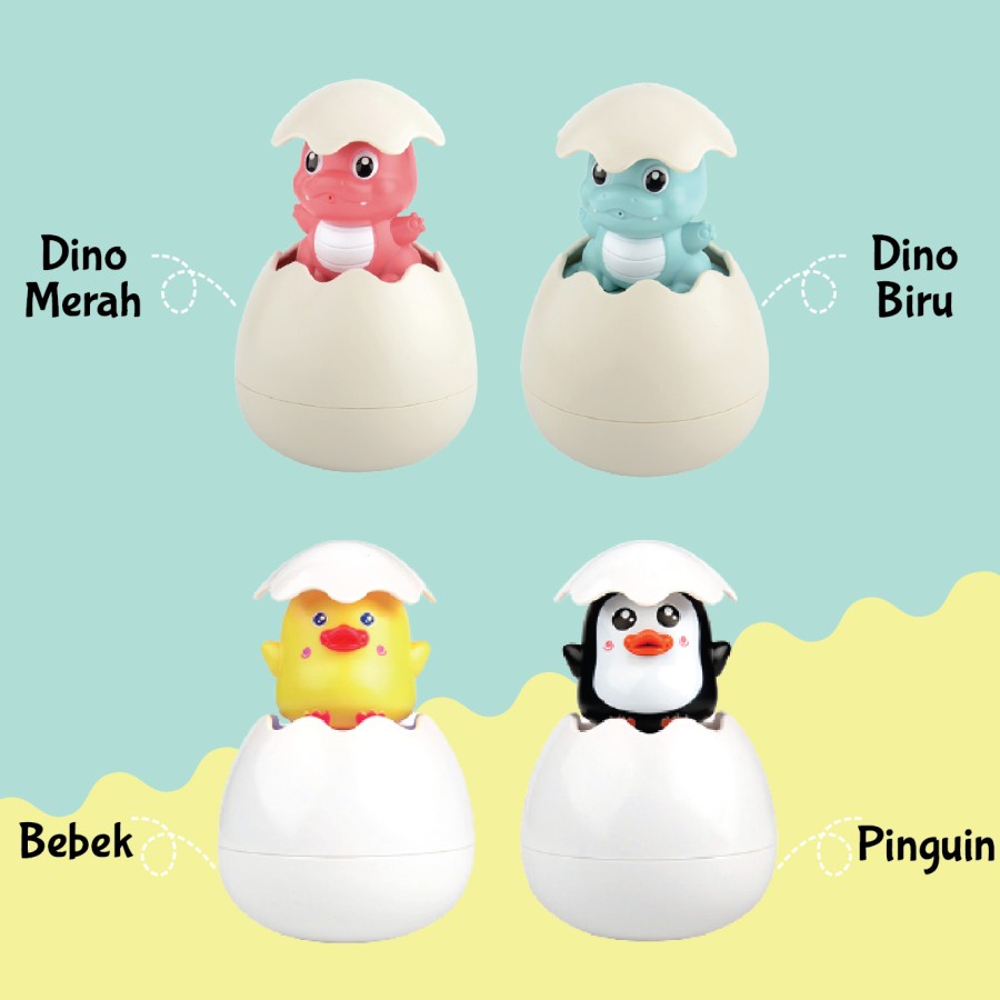 MAINAN ANAK MANDI SEMPROTAN TELUR DINO BEBEK PENGUIN FLOATING EGG BATH TOY SPRAY