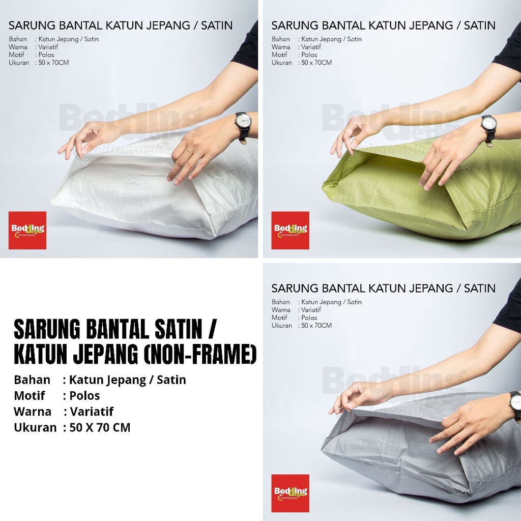 Bedding Depo Sarung Bantal Katun Jepang Satin Polos 50x70 CM