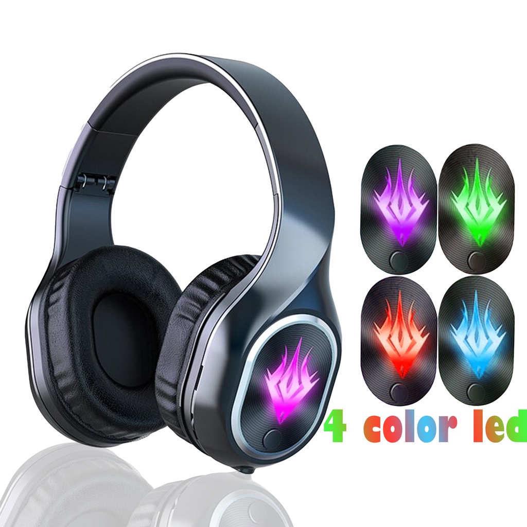 NEW Headphone Bluetooth T2 Headset Musik Gaming dengan Lampu LED/RGB dan Mic Suara HIFI Bass Mantap