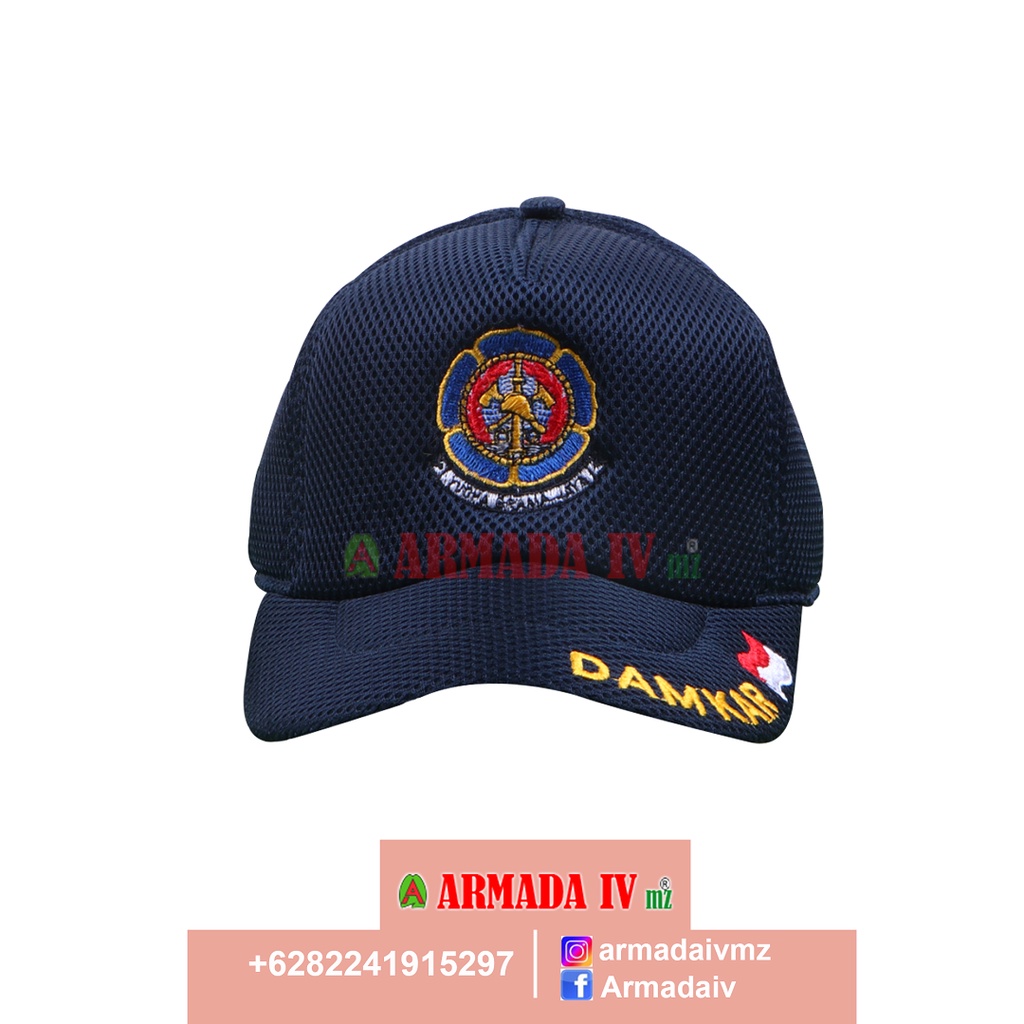 Topi Jaring DAMKAR MP Topi Damkar Merah Putih Jala HITAM/BIRU DONGKER