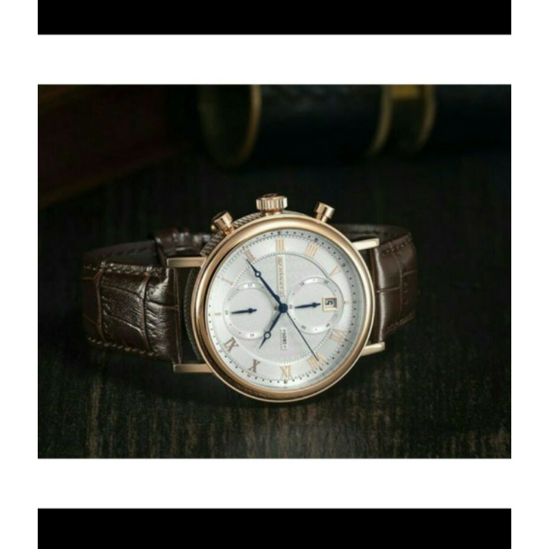 Thomas Earnshaw ES-8100-05 Beaufort Multi-Function Chronograph White Dial Brown Leather