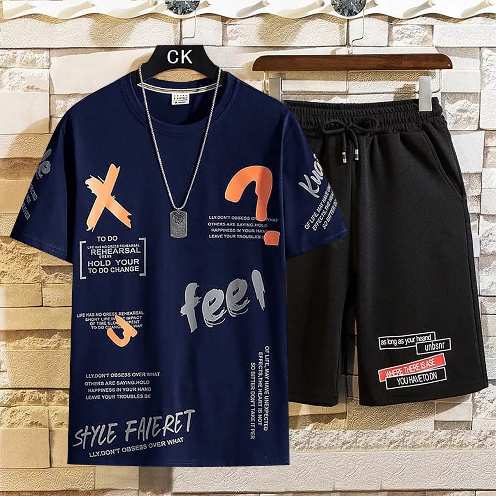 bayar di tempat-setelan size M|L,XL atasan + celana pakaian distro terlaris set fee-belibeli