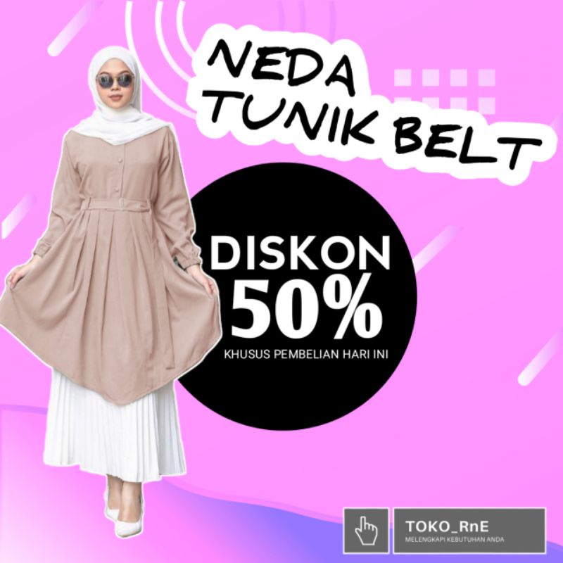 NEDA TUNIK FULL KANCING MOSCREPE // tunik dzuvia/monna Coklat Susu