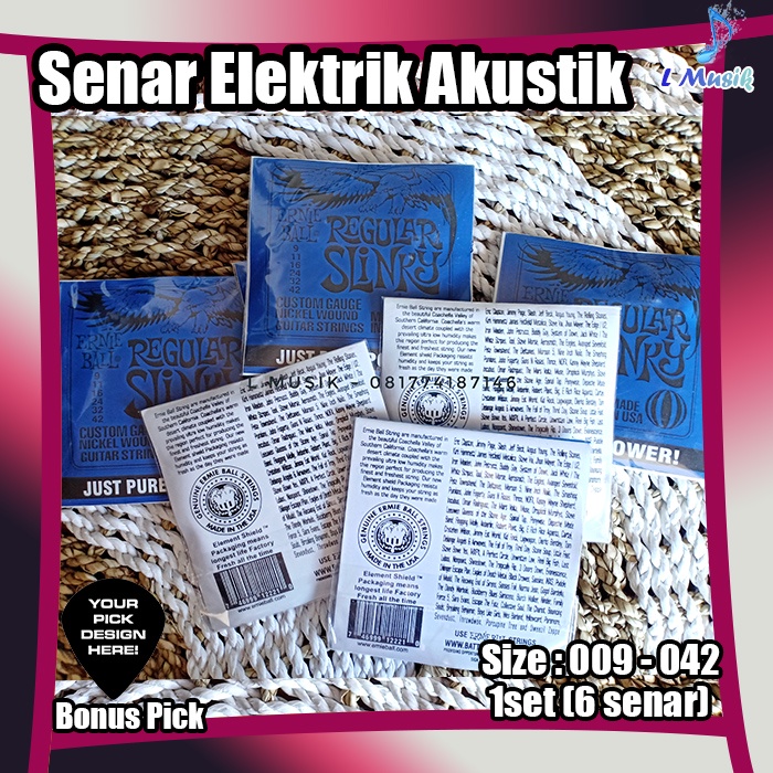 SENAR GITAR ELEKTRIK  ERNIEBALL REGULAR SLINKY BIRU 1 SET UKURAN 009-042(LOKAL PREMIUM) - ERNIE BALL ORIGINAL NICKEL WOUND GUITAR STRINGS