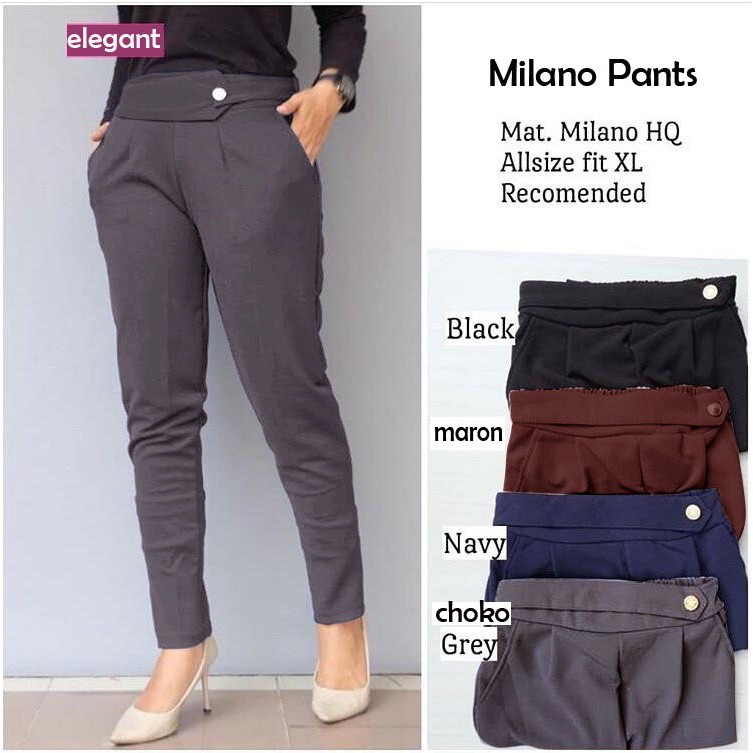 MOKOKOMO CELANA PANJANG PANTS MILANO BAWAHAN FASHION WANITA