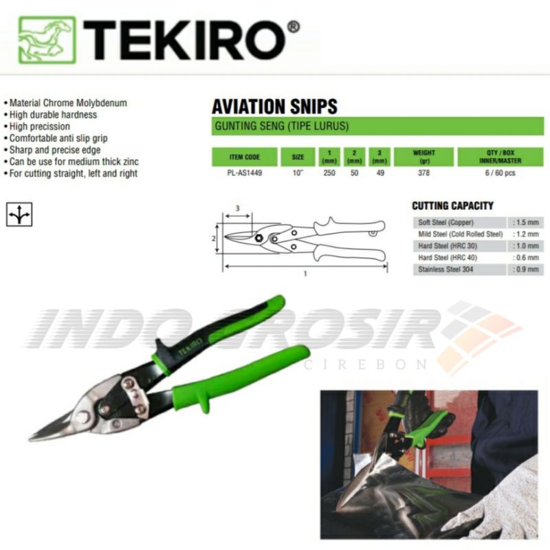 TEKIRO Aviation snips 10&quot; Gunting Baja Ringan Gunting Seng Gunting Plat