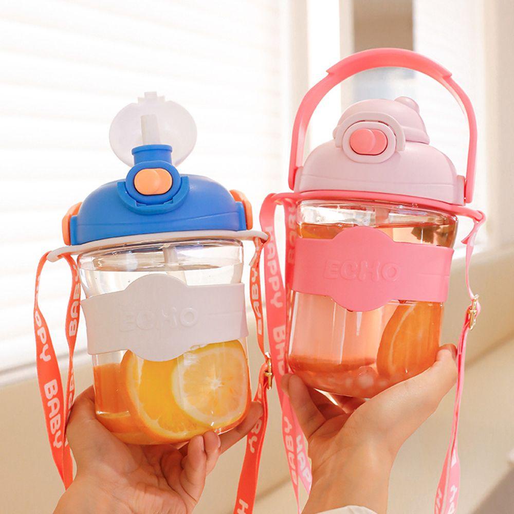 Solighter Botol Air Minum Outdoor Anak Travel Tanduk Lucu 1100ML Kartun Sedotan Tempat Minum