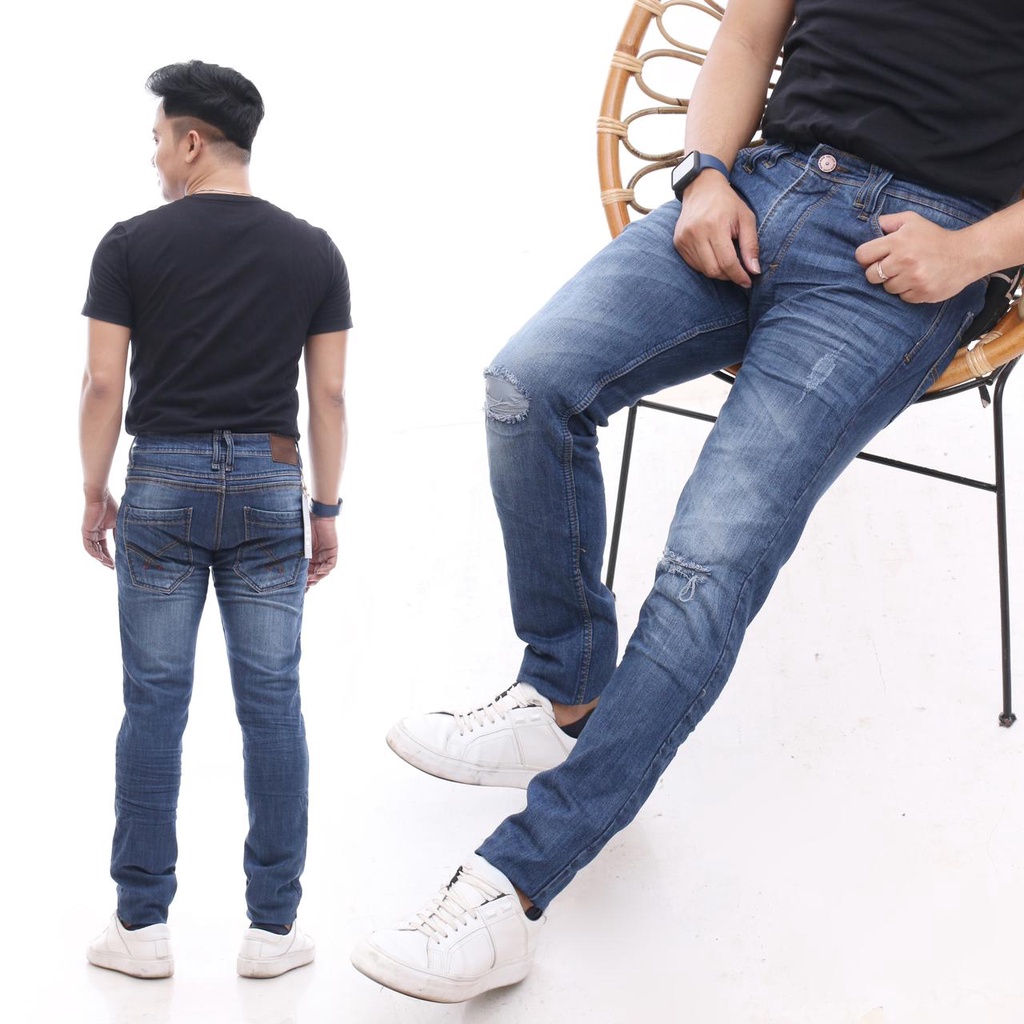 Celana Panjang Jeans Sobek Slimfit Original ARM repuplik Clana levis streeet pria hight premium distro