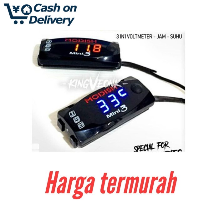 COD VOLT METER AKI JAM DAN UKUR SUHU 3 FUNGSI VOLTMETER DIGITAL