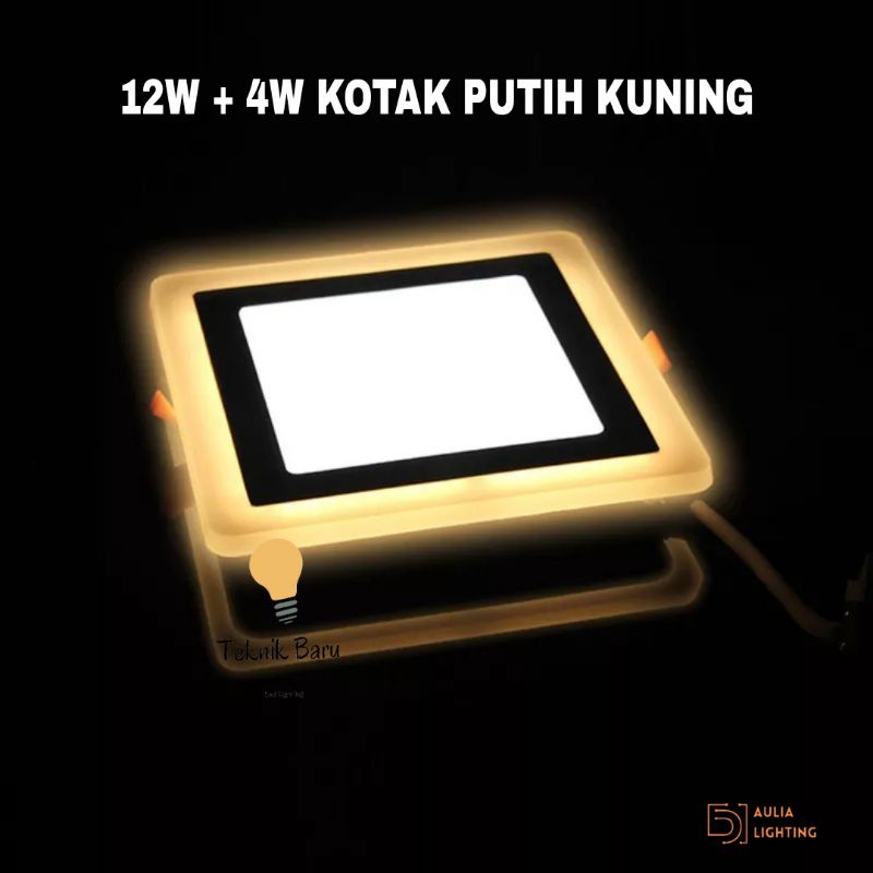 Lampu Downlight IB 12w+4w Kotak Putih Kuning 2 Warna List WarmWhite LED Panel 12 watt 12w 12watt INBOW 16W 16 Watt Ceiling Hias Plafon Minimalis