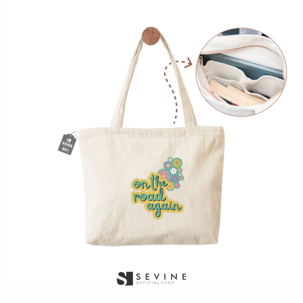 Sevine Tote Bag Kanvas Emily Resleting Kantong Tas Laptop Wanita Kuliah Sekolah Fashion Totebag Kerja Quotes Summer Aesthetic - RD