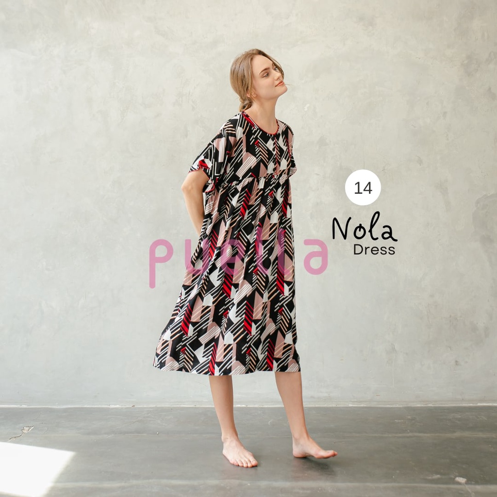 Puella - Daster Nola Series 14 | Baju Tidur Adem | Daster Jumbo | Baju Santai | Sleepwear | Baju Tidur Busui Friendly | Dress Hamil | Daster Murah | Dress Santai-1