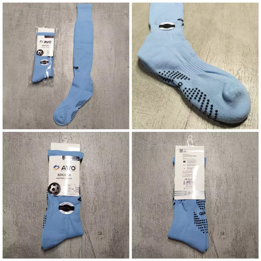 KAOS KAKI BOLA PANJANG ANTISLIP/KAOS KAKI FUTSAL PANJANG ANTISLIP AVO R8 WARNA BIRU MUDA