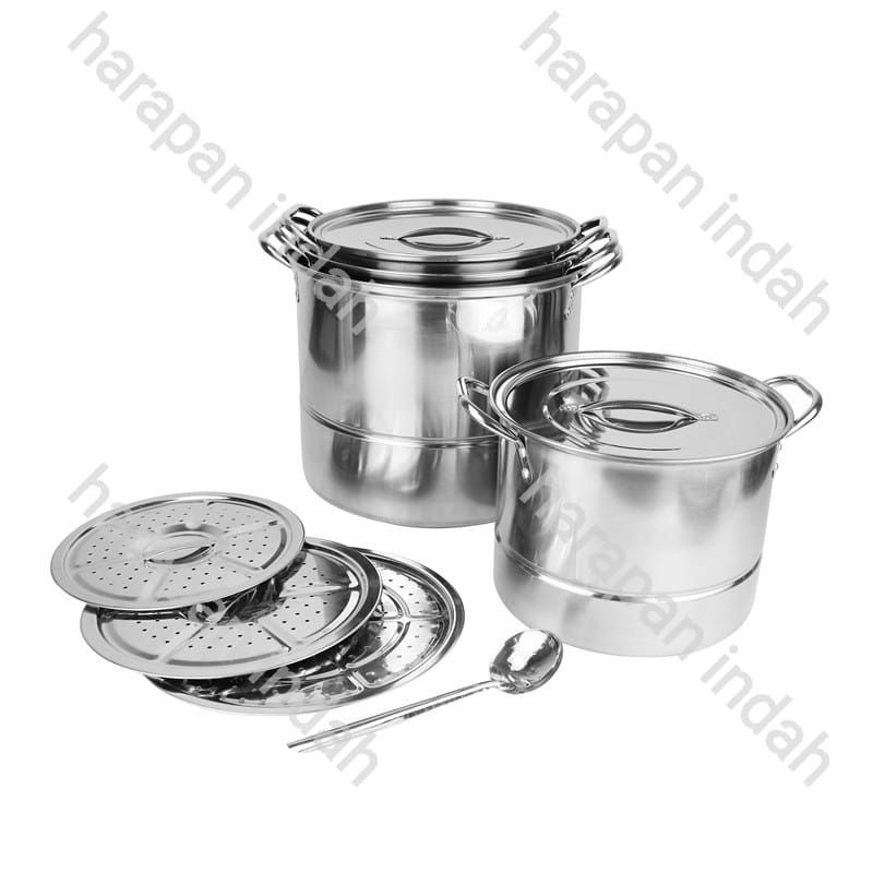 Kitchen Ware - 1 Set 4 pcs Stock Pot Steamer Panci Kukus Dandang Stainless