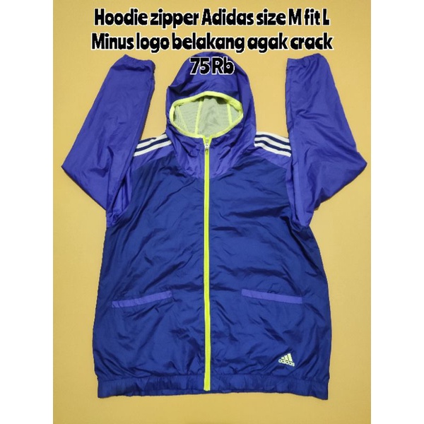 jaket hoodie zipper adidas second (beli 2 produk free kaos)