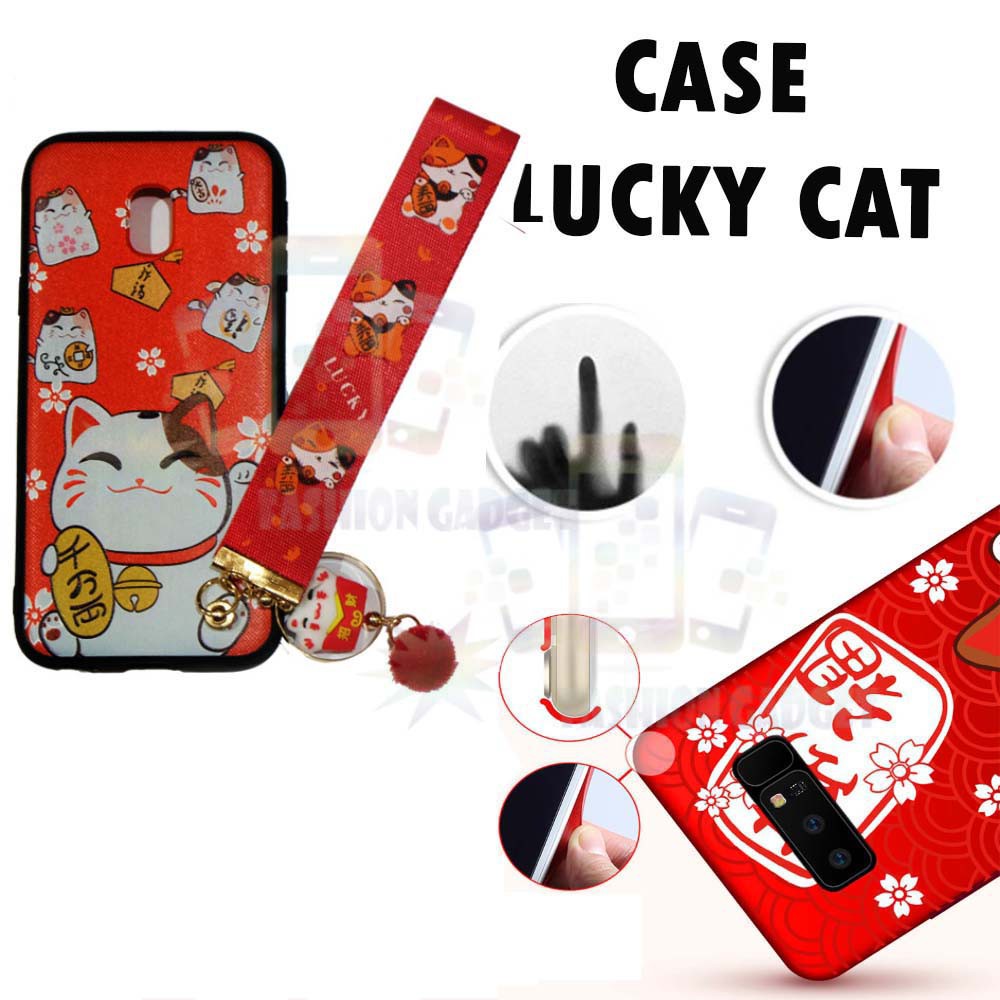 ANTI CRACK Samsung Galaxy J3 Pro 2017 / J330 Casing Lucky Cat Case / Silikon Maneki Neko Kucing Hoki