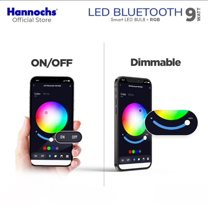 Hannochs smart bulb led bluetooth 9watt RGB