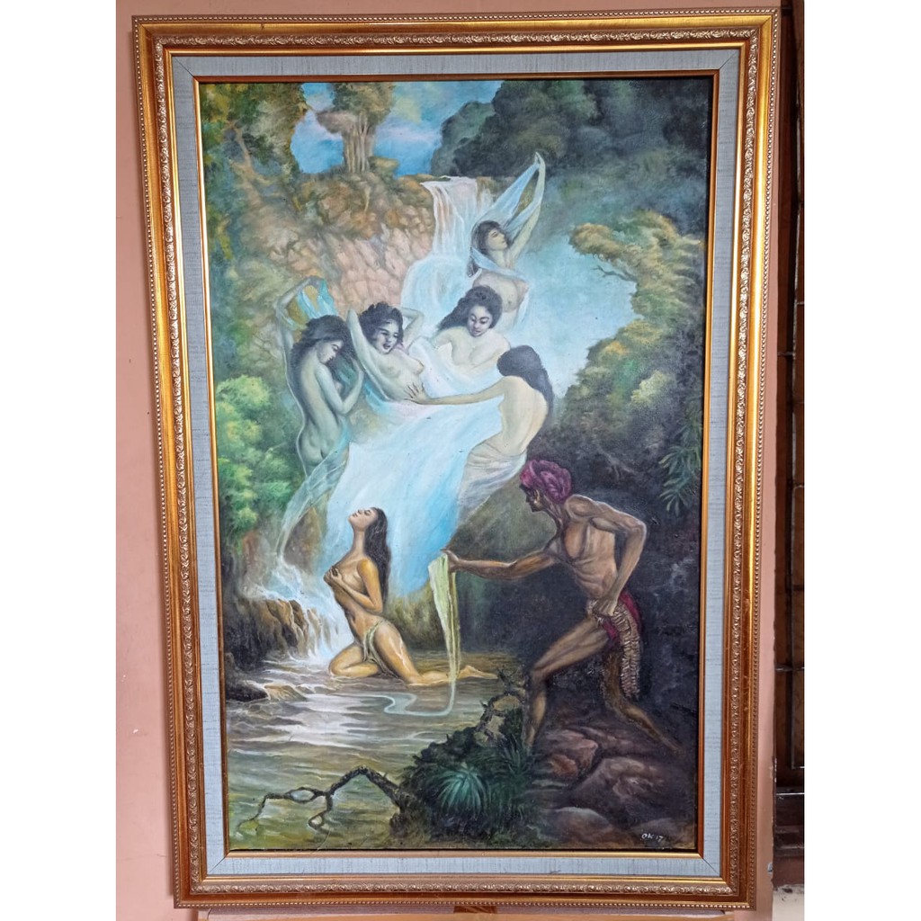 

Lukisan Jaka Tarub - ukuran 85 x 55 cm - cat minyak