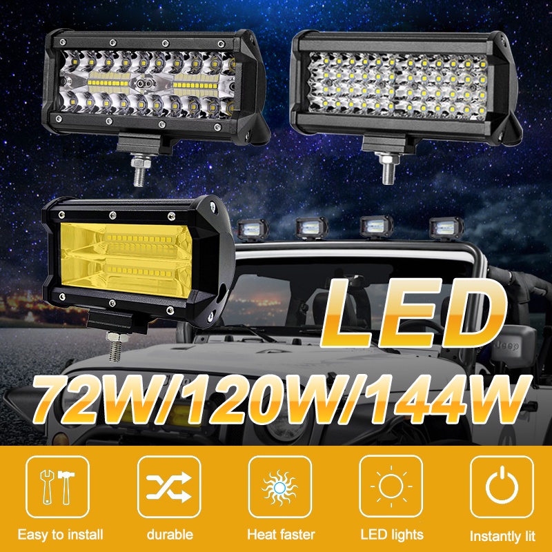 72W/120W/144W Lampu Tembak Sorot LED Bar Susun LED Mobil Motor SUV