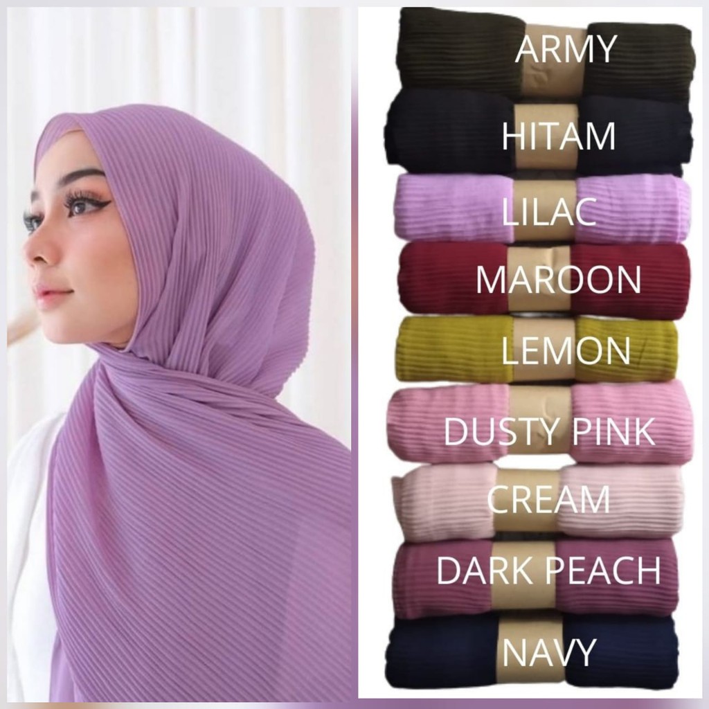 Pashmina Plisket Ceruty Premium Original Ghaida Hijab Official