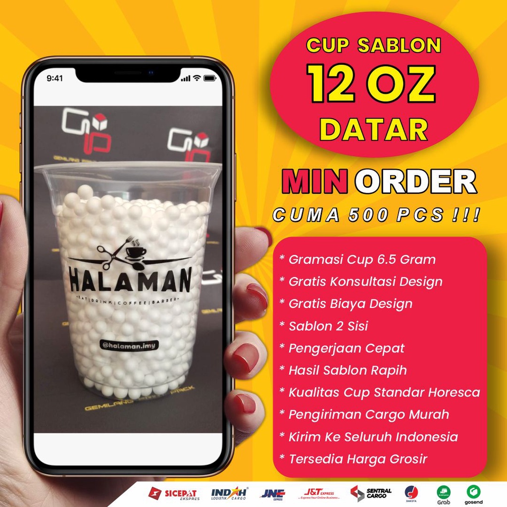 

cup sablon 12 oz datar desain custom
