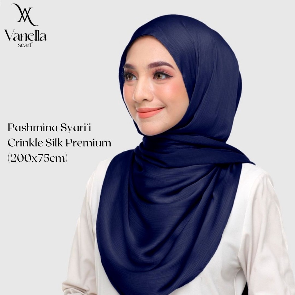 Pashmina SYARI'I Syari Crinkle Textured Silk ORIGINAL PREMIUM IMPORT | Hijab Pashmina Pleated