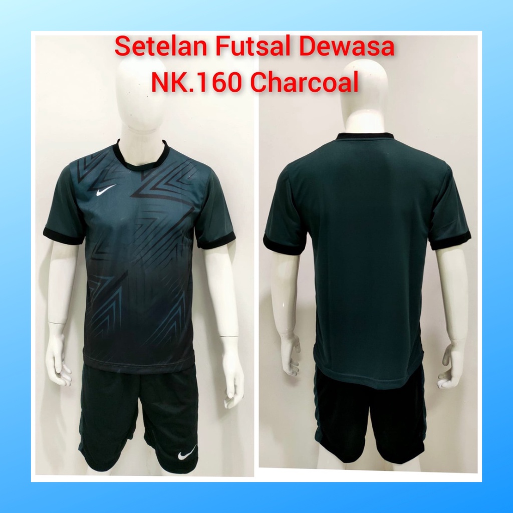 jersey futsal pria kaos sepak bola baju dan celana setelan wanita dewasa t-shirt outfit seragam jarsey kostum olahraga pakaian apparel print sport jersy soccer casual jersi suit NK160 charcoal