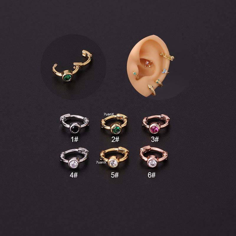 1pc Anting Bulat Mini 6mm Bahan Tembaga Hias Zircon Untuk Wanita