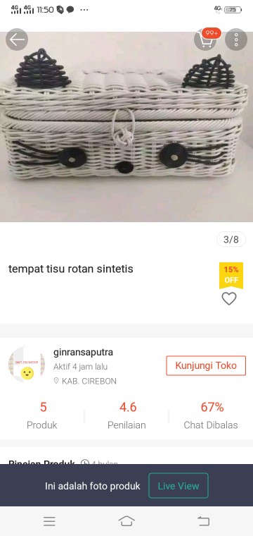 Tempat Tisu Rotan Sintetis